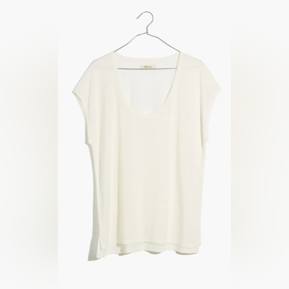 Madewell Linen Blend U-Scoop Tee Lighthouse White Size XL